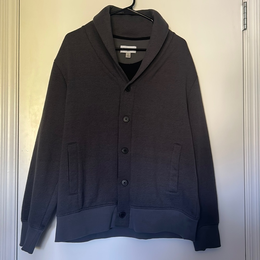 Goodfellow Grey Button Down Cardigan Sweater with Subtle Chevron Print